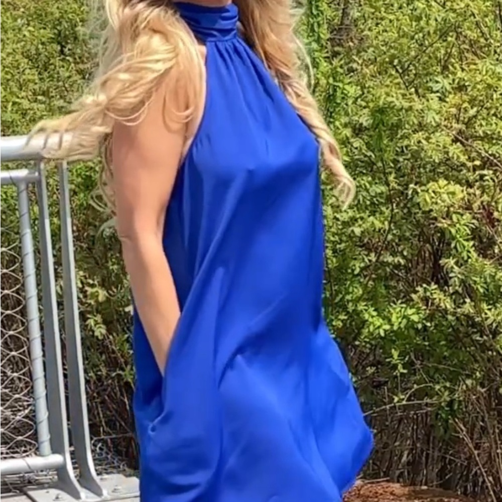 Blue Satin Dress
